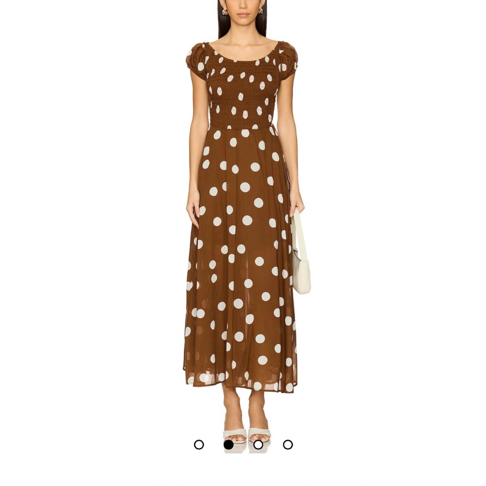 REVOLVE Free People Brown and White Polka Dot Maxi Dress Brand new, tags on.